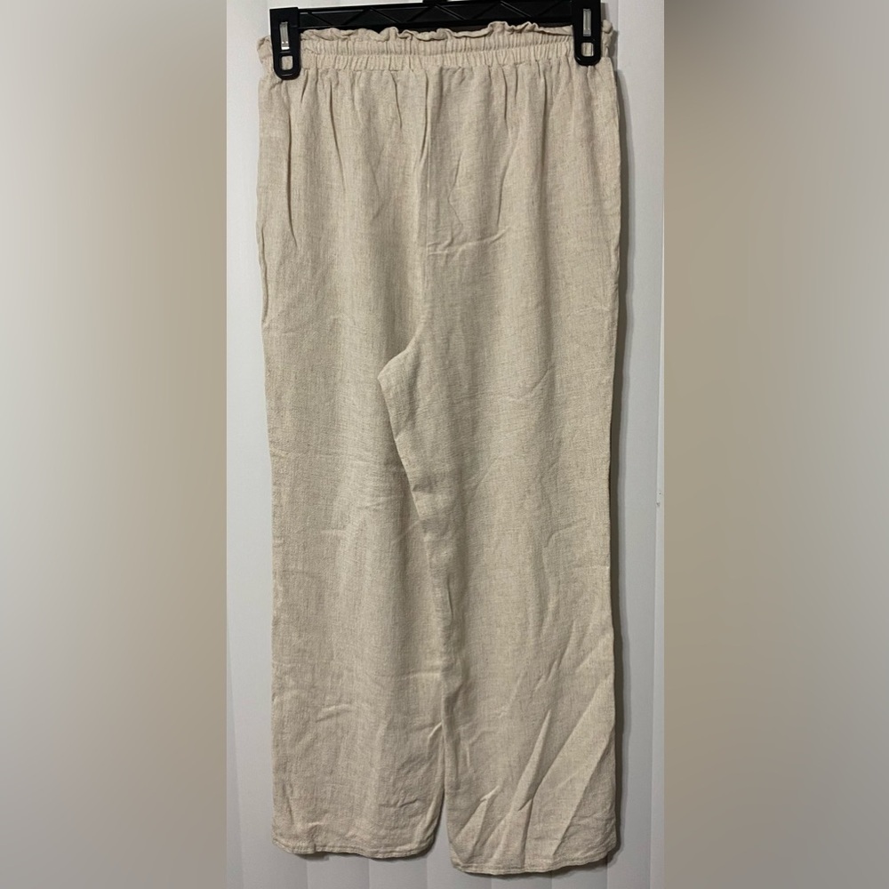 HYFVE Linen Cotton Pants, Neutral, Sz M, Lagenlook, Coastal, Resortwear, Vacay - Picture 8 of 12